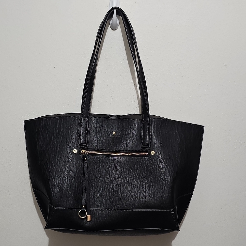 Chic Black Tote Bag with Gold Accents